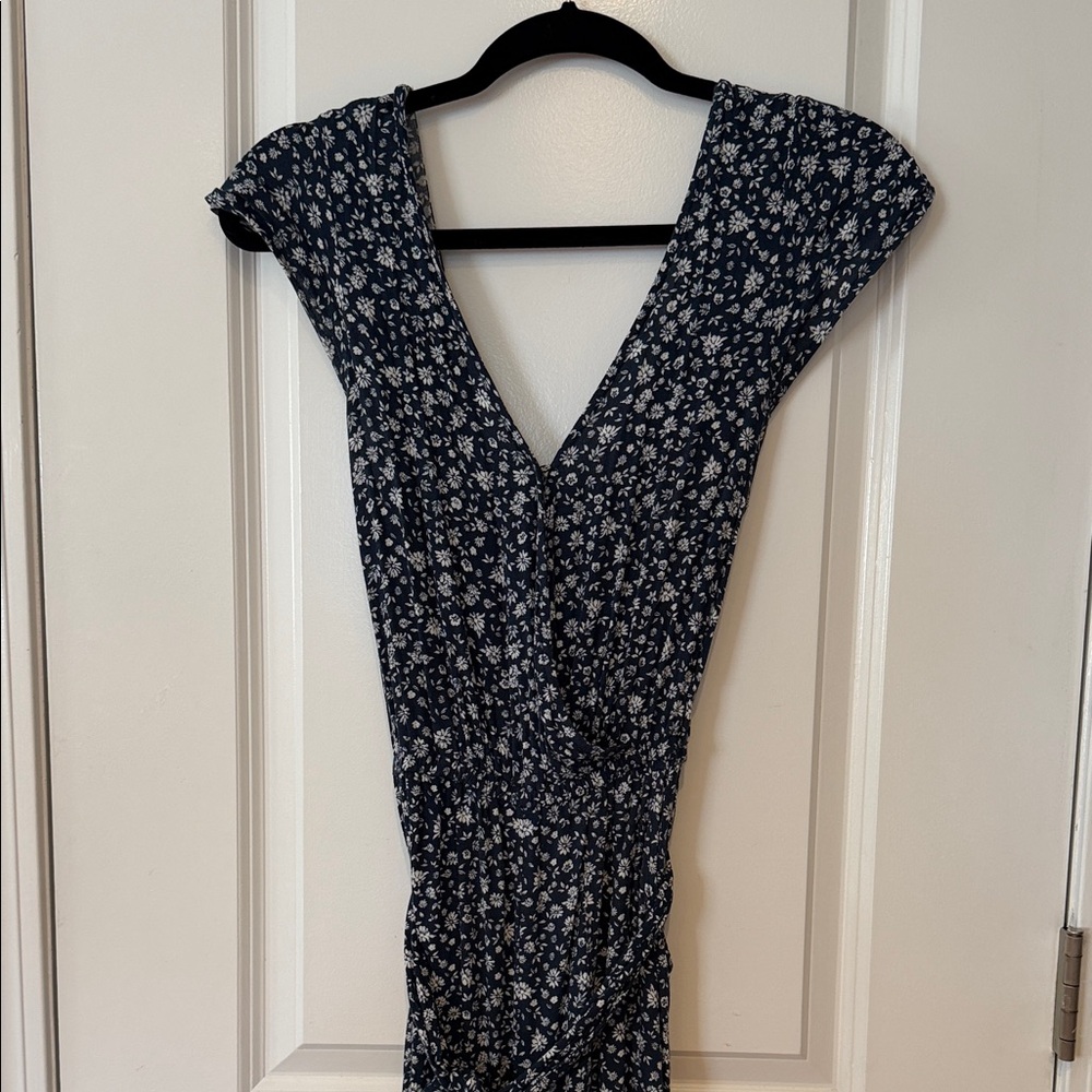 American eagle Navy Floral V-Neck wide leg jumpsuit